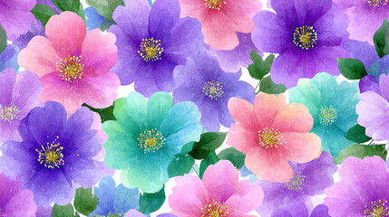 Seamless vintage flower, A soft watercolor illustration of pastel vintage flowers, ideal for artistic projects and floral-themed designs, showcasing a delicate and serene aesthetic.