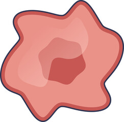 A stylized illustration of a single senescent cell. Its large, irregular shape represents cellular aging and the cessation of cell division, a key aspect of senescence.