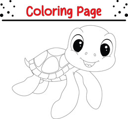Cute Sea Turtle Coloring Page for kids