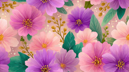 Seamless vintage flower, A vintage floral journal page featuring pastel flowers, ideal for creative projects, scrapbooking, or personal notes, capturing a charming, nostalgic aesthetic.