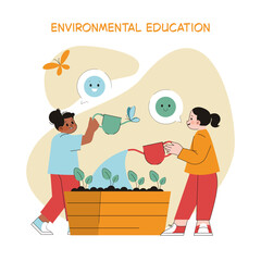 Preschool Education. Flat Vector Illustration