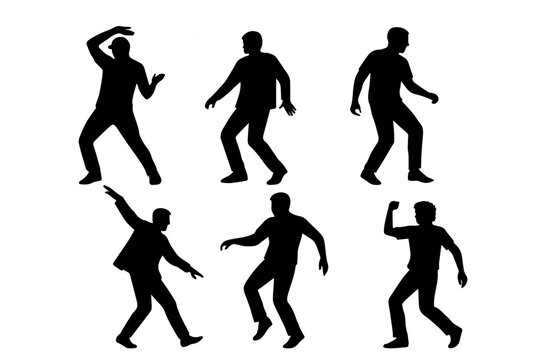 man different posse and dancing posses silhouette Tap dancers