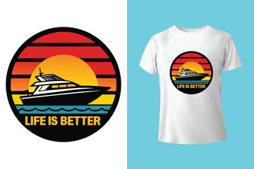 East Dock yachting company sailing team cute vintage vector print for children kid boy marine wear tee shirt