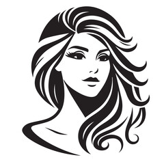 vector logo of beautiful woman with beautiful hair