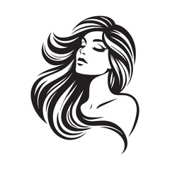 vector logo of beautiful woman with beautiful hair