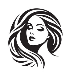 vector logo of beautiful woman with beautiful hair