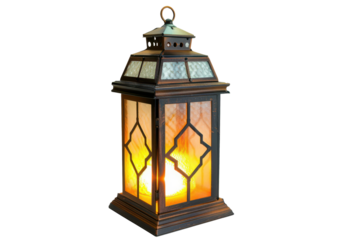 dark glowing candle lantern isolated on white or transparent png