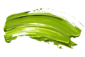 bright green paint brush stroke isolated on white or transparent png