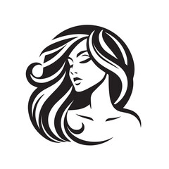 vector logo of beautiful woman with beautiful hair