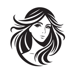vector logo of beautiful woman with beautiful hair