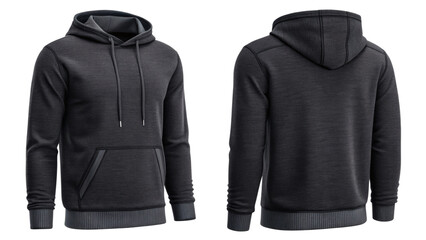 Naklejka premium Unisex Black Hoodie Mockup – Front and Back View