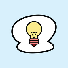 The light bulb image in the speech bubble symbolizes creative ideas and new inspiration. It's suitable for concepts like innovation, intelligent thinking, and brainstorming. 