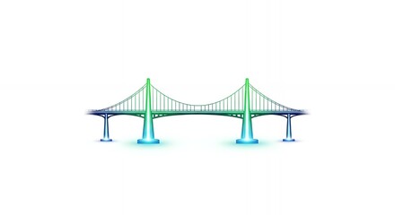 Obraz premium Stylized Suspension Bridge Illustration with Gradient Colors on White Background