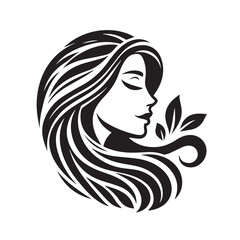 vector logo of beautiful woman with beautiful hair
