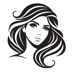 vector logo of beautiful woman with beautiful hair