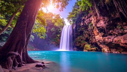 The waterfall's roar is a symphony of peace.  