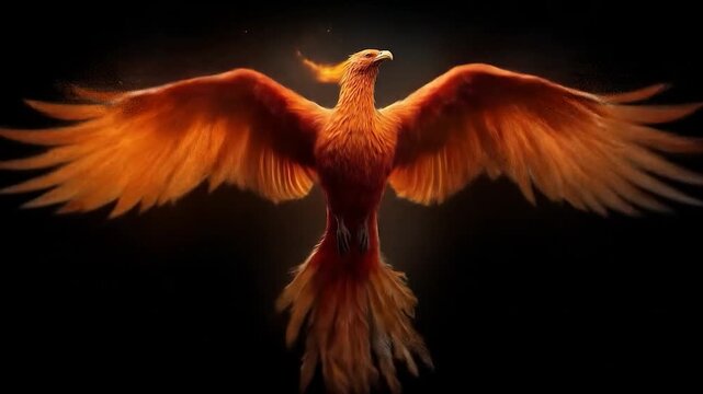 Fiery Phoenix Rises Mythical Bird in Flight.