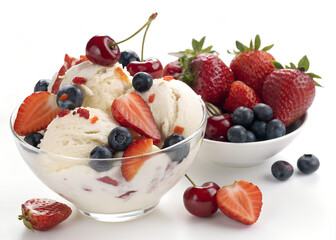 ice cream with fruits on transparent png background