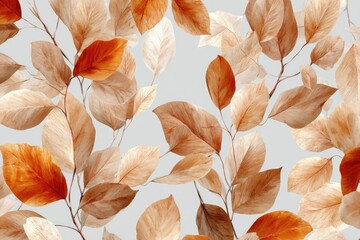 Autumn leaves pattern on light background