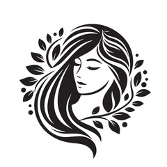 vector logo of beautiful woman with beautiful hair