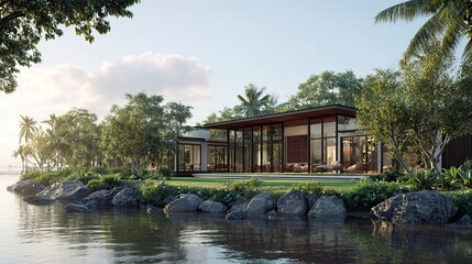 Obraz premium Modern waterfront house design