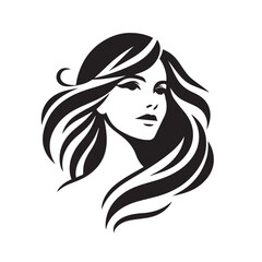 vector logo of beautiful woman with beautiful hair