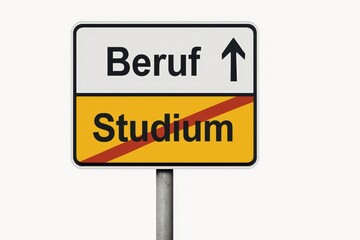 German Signpost Pointing to Career Over Studies