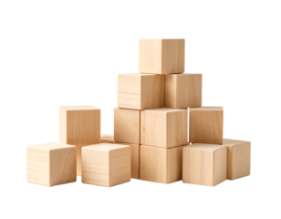children's eco toys for toddlers, wooden cube isolated on a white background, the development of fine motor skills and thinking in children