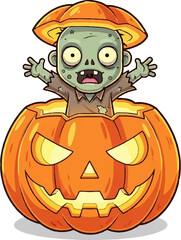 Zombie Jumping Out of Glowing Pumpkin – Funny Halloween Cartoon