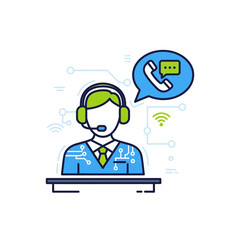 Person with headset icon representing customer service or support assistance.