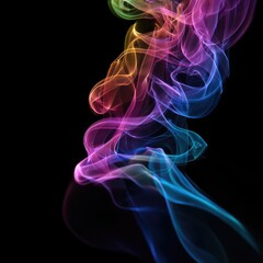 Obraz premium Colorful smoke swirls background with black backdrop