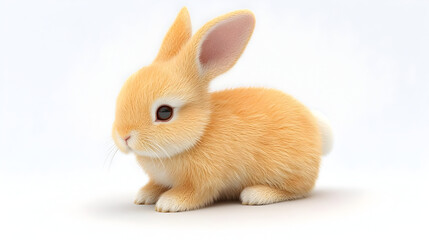 Obraz premium Adorable Light Brown Bunny Sitting Against White Background
