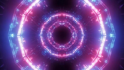 Pulsating Neon Vortex, Abstract Tunnel, Digital Space, Visual Art, Futuristic, Symmetrical View, Cyber Aesthetic Concept - Powered by Adobe
