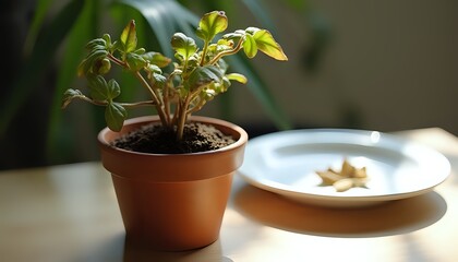 Indoor Plant in Terracotta Pot with Plate