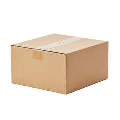 Cardboard box used for storage, shipping, or organization of items.