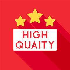 High Quality Text Badge with Three Stars on Red Background