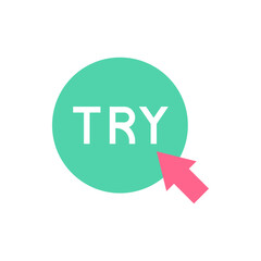 TRY Call-to-Action Badge with Red Cursor Point to Green Circle