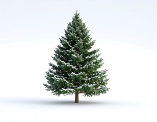 Snowy Christmas tree on white background