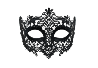 Black Lace Mask with Floral Embroidery – Elegant and Mysterious