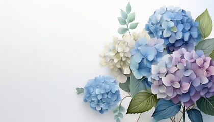 Obraz premium hydrangeas n white background copy space created with generative ai
