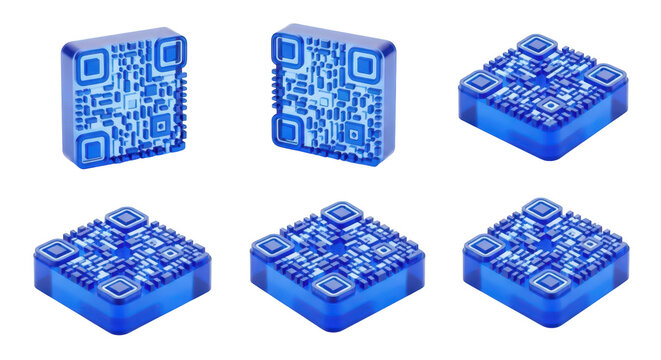 Digital blue QR codes displayed on white backdrop possibly for data access connecting to information or promotional purposes