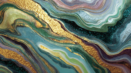 Luxurious Teal Green and Gold Marble Abstract Background