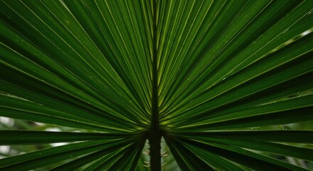 Deep green palm leaf veins