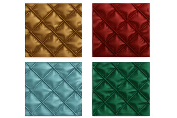 Naklejka premium Quilted upholstery fabric textures in gold, red, blue, green - versatile patterns for furniture, fashion, design backgrounds