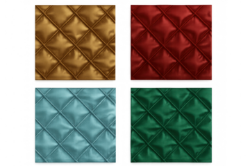 Quilted upholstery fabric textures in gold, red, blue, green - versatile patterns for furniture, fashion, design backgrounds