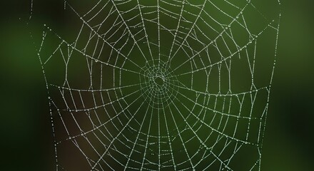 Obraz premium Delicate spiderweb in dew