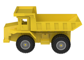 yellow dump truck isolated on white background