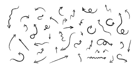  collection of hand-drawn arrows of various shapes and directions