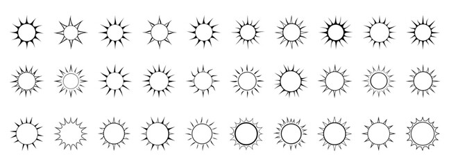 Diverse collection of sun illustrations