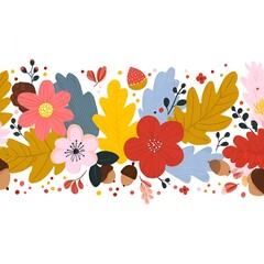 Colorful abstract Thanksgiving floral design with autumn leaves and hand-drawn elements, perfect for seasonal greeting cards, invitations, cozy fall decor, decorative patterns, and digital artwork